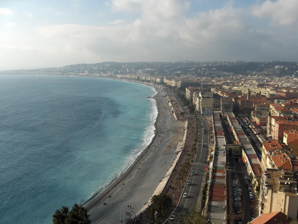 French Riviera: the Promenade des Anglais and the beach in Nice