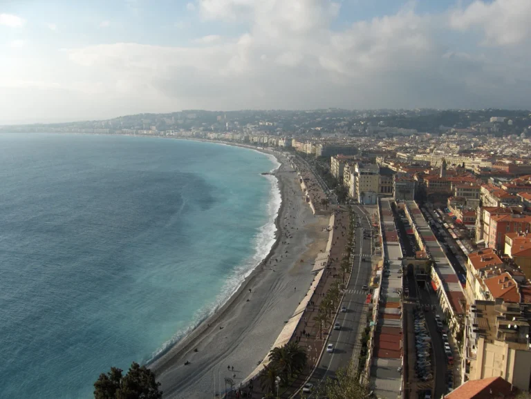 French Riviera: the Promenade des Anglais and the beach in Nice