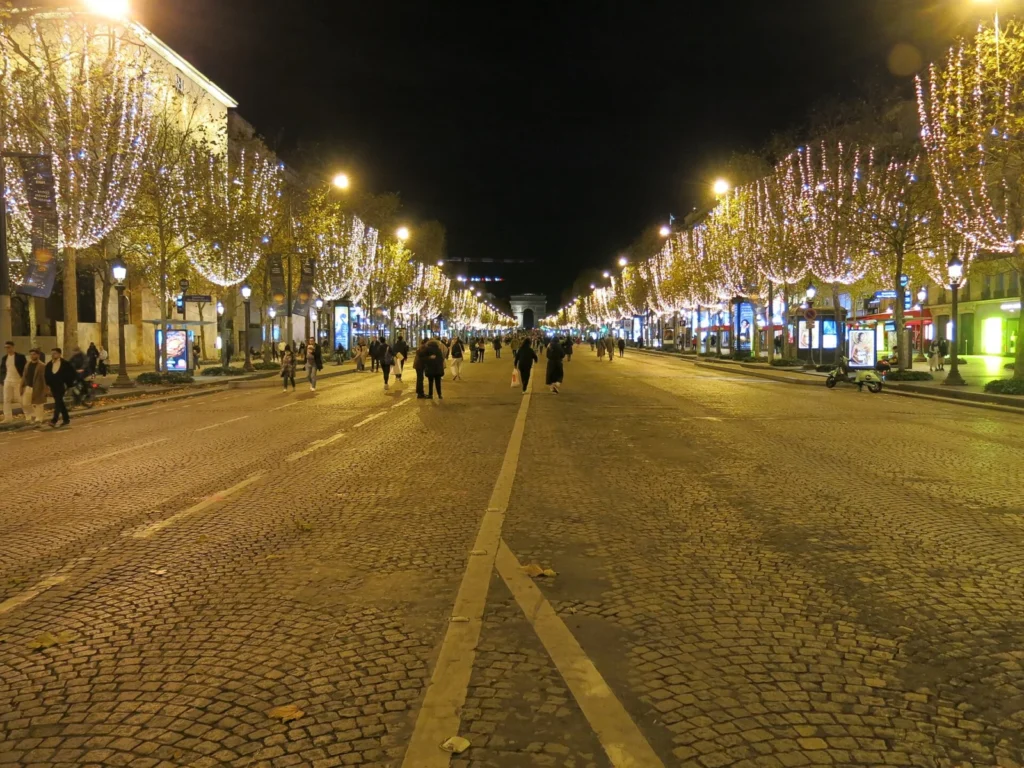 Christmas lights on the Champs-Élysées, Paris in winter