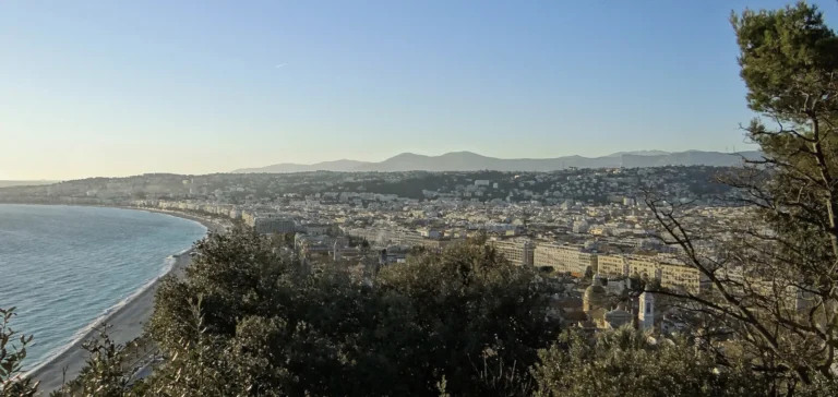 Where to stay in Nice: the Baie des Anges seen from Castle Hill