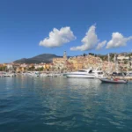 Menton, France: the old town and Basilica of Saint-Michel above the harbour