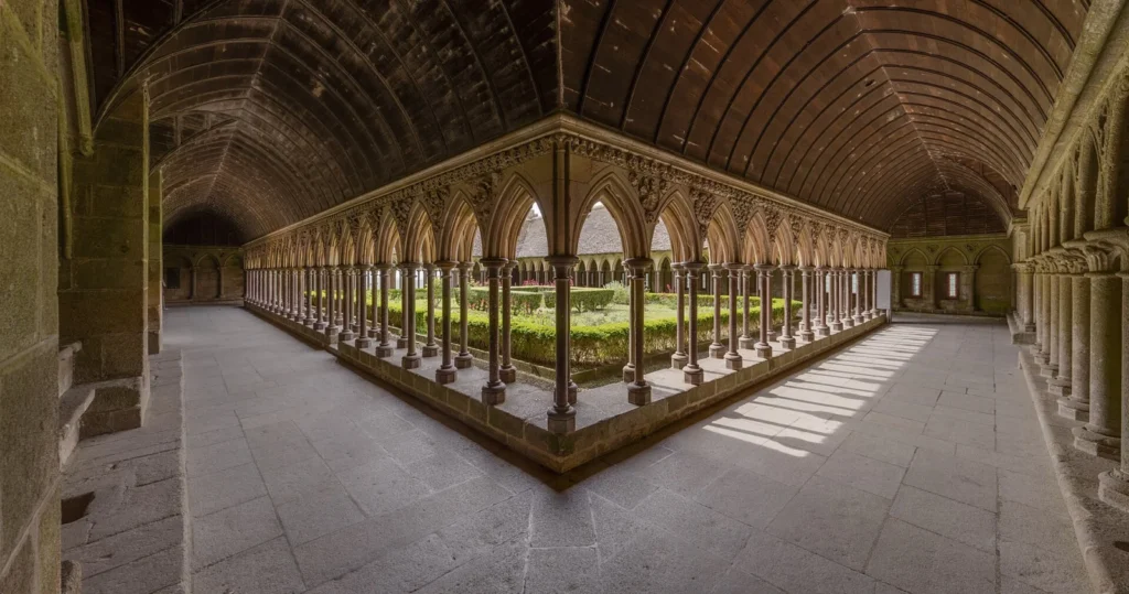 The cloister of Mont-Saint-Michel Abbey