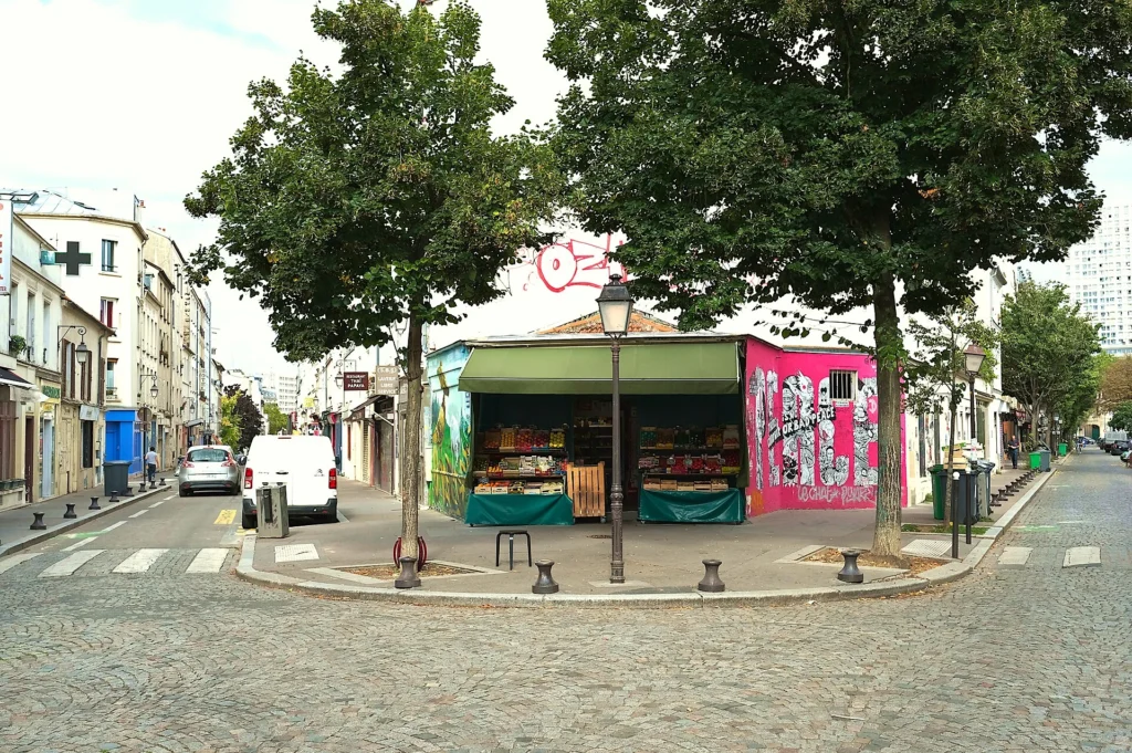 The village streets of the Butte-aux-Cailles in the 13th, Paris