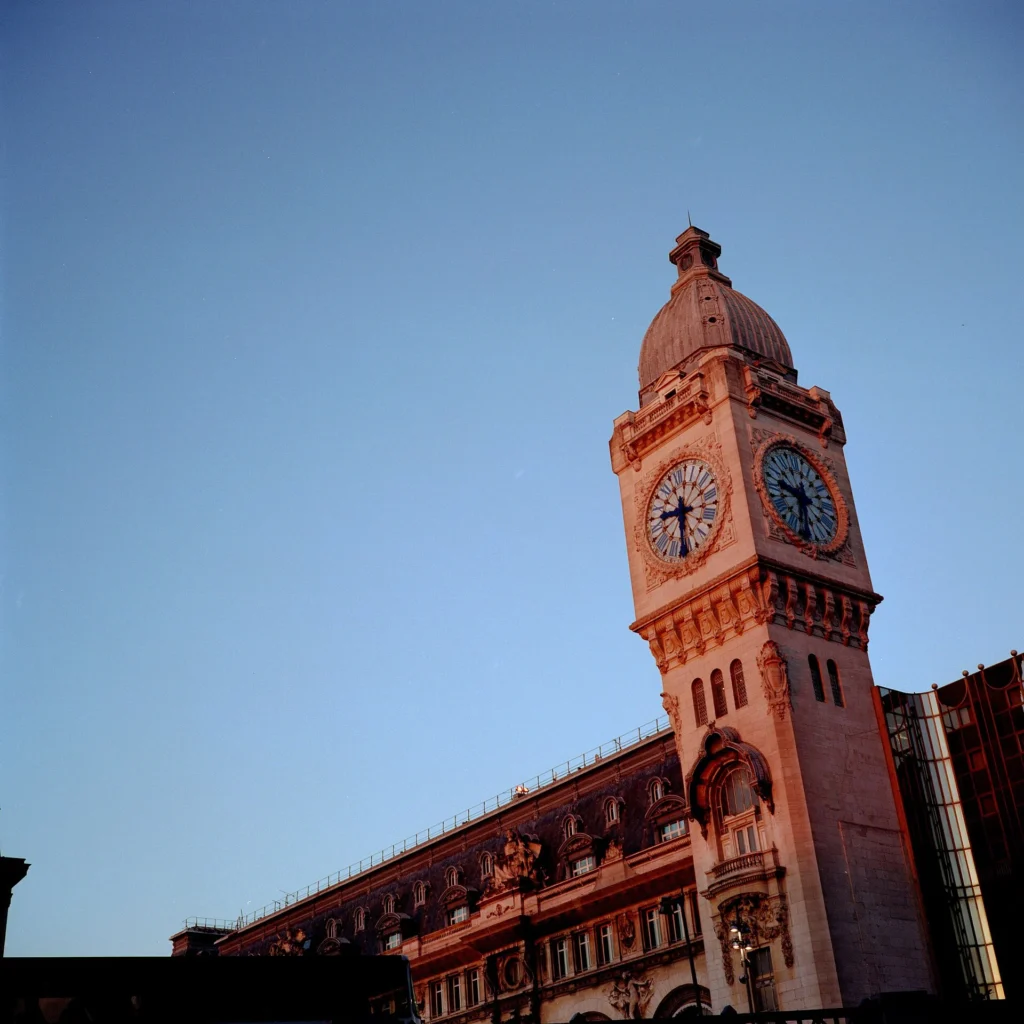 The clock tower of the Gare de Lyon in Paris