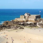 Fort National on its tidal island off the beach in Saint-Malo, France