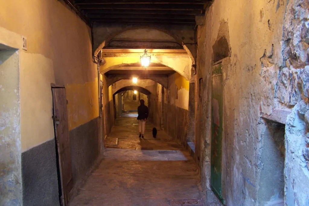 The vaulted medieval Rue Obscure in Villefranche-sur-Mer